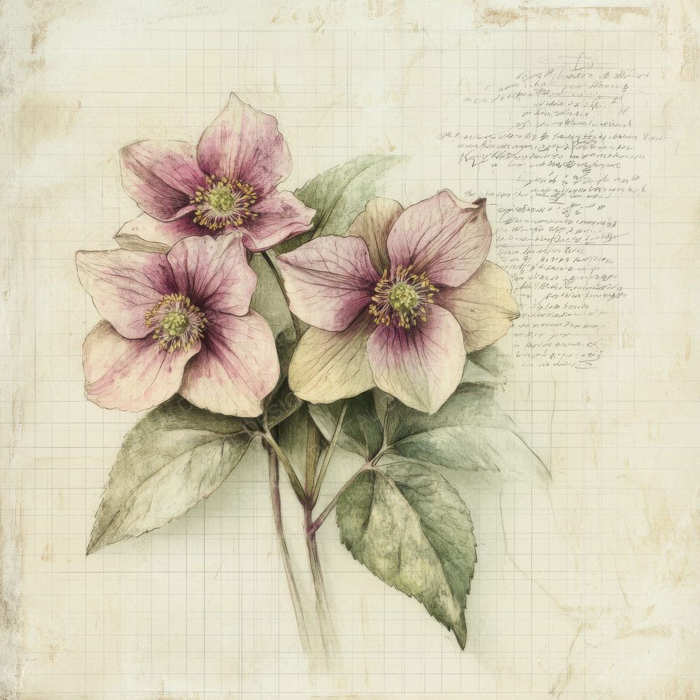 Sketch Hellebore Notepad Digital Paper Pack (DDD003573)
