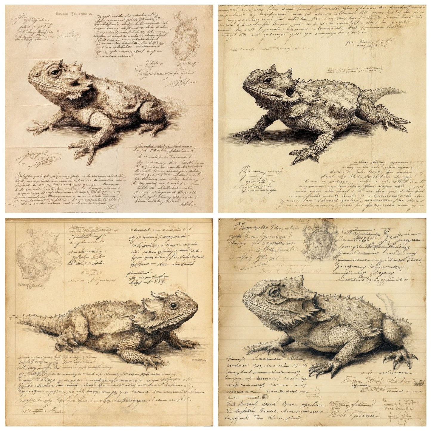 Sketch Horned Lizard Crouch Digital Paper Pack (DDD003579)