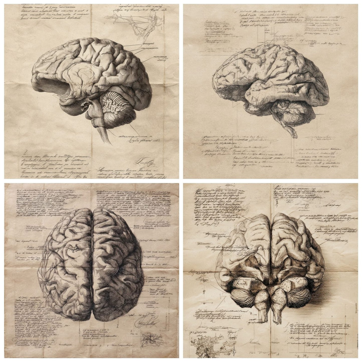 Sketch Human Brain Digital Paper Pack (DDD003580)