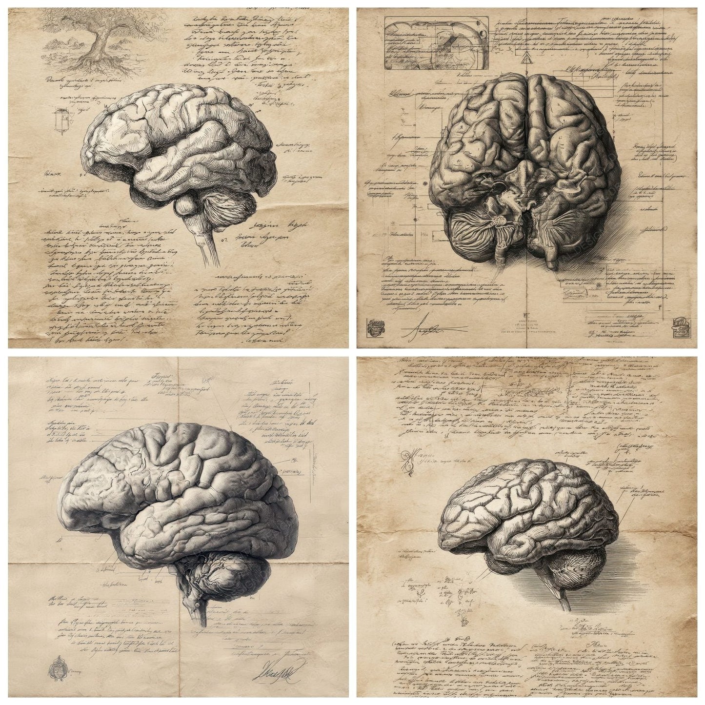 Sketch Human Brain Digital Paper Pack (DDD003580)