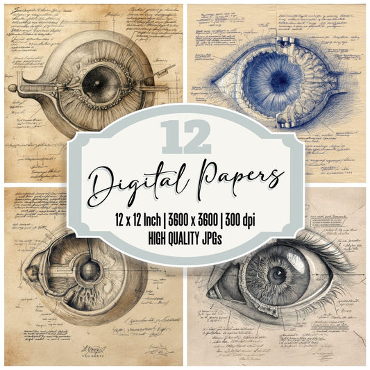 Sketch Human Eye Section Digital Paper Pack (DDD003581)
