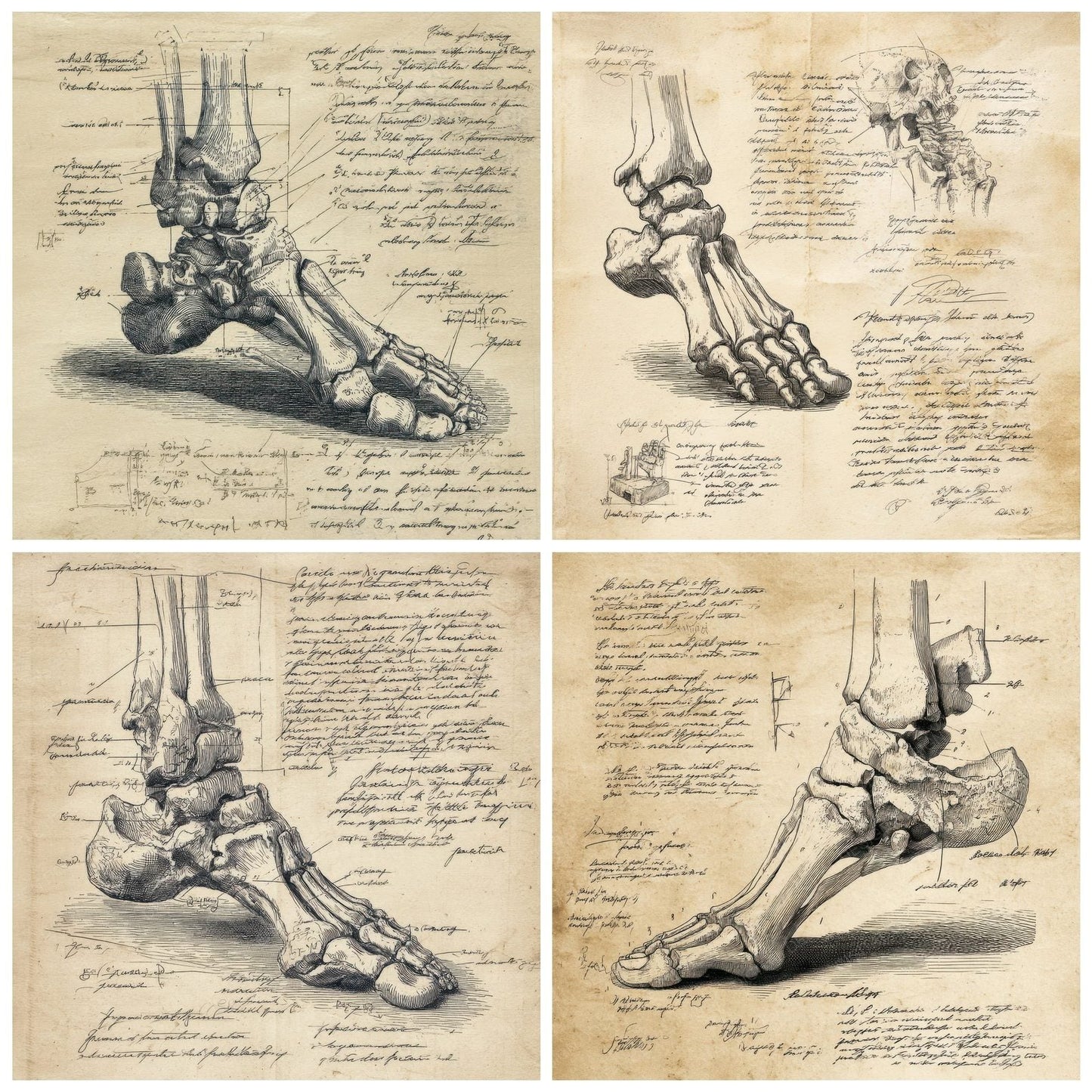 Sketch Human Foot Bones Digital Paper Pack (DDD003582)