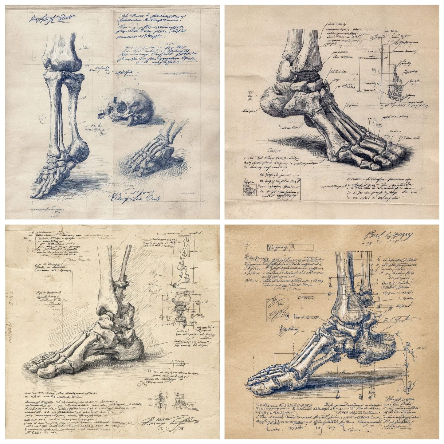 Sketch Human Foot Bones Digital Paper Pack (DDD003582)