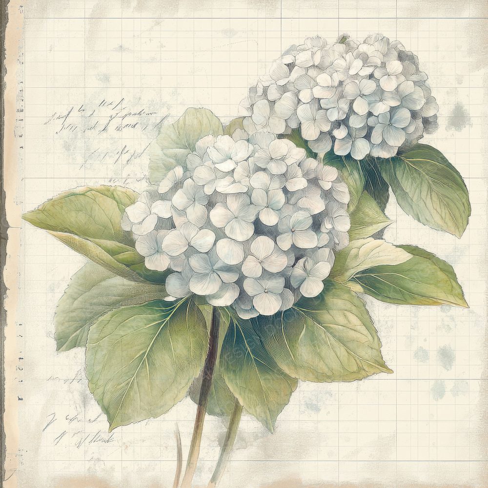 Sketch Hydrangea Colour Digital Paper Pack (DDD003589)