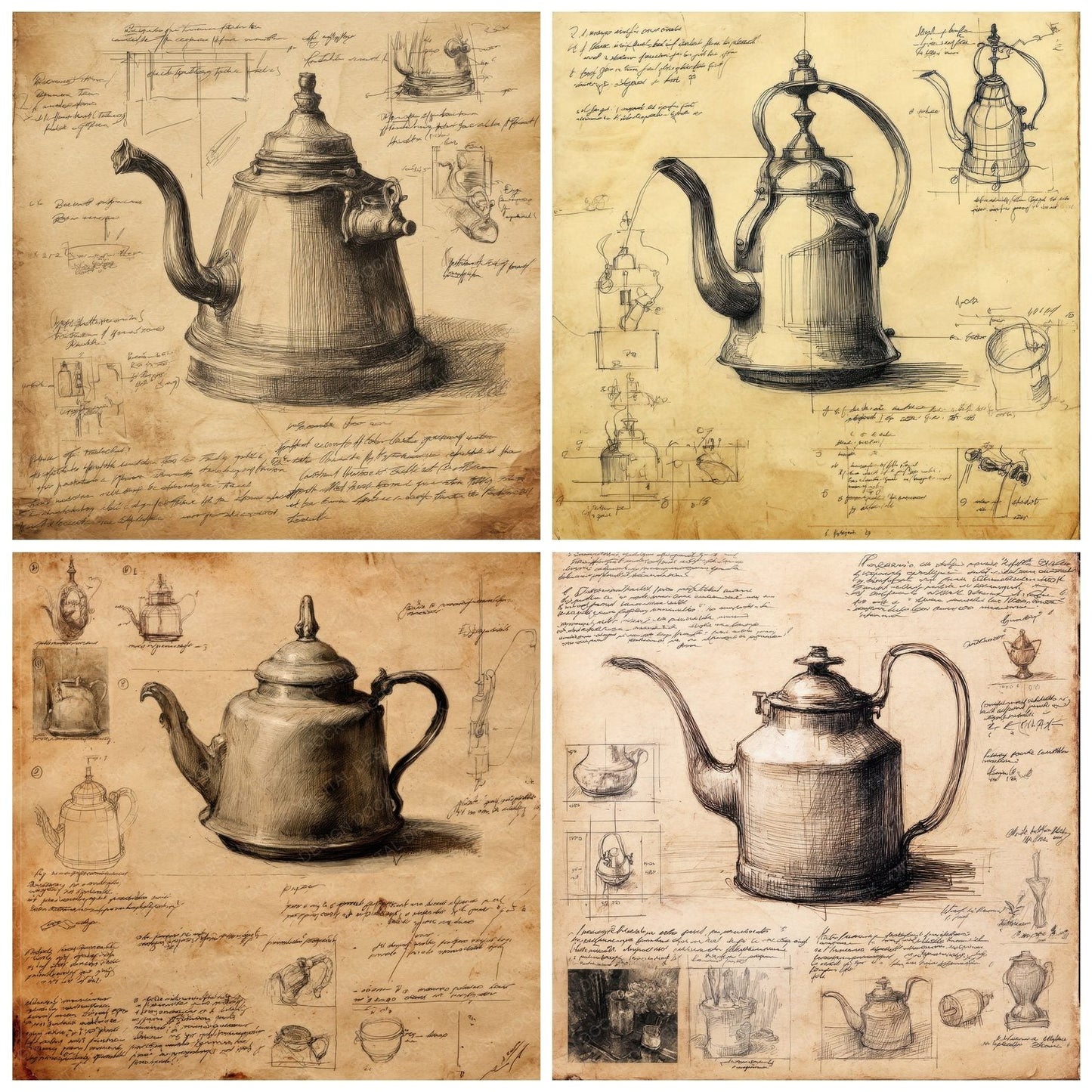 Sketch Kettle Curved Spout Digital Paper Pack (DDD003596)