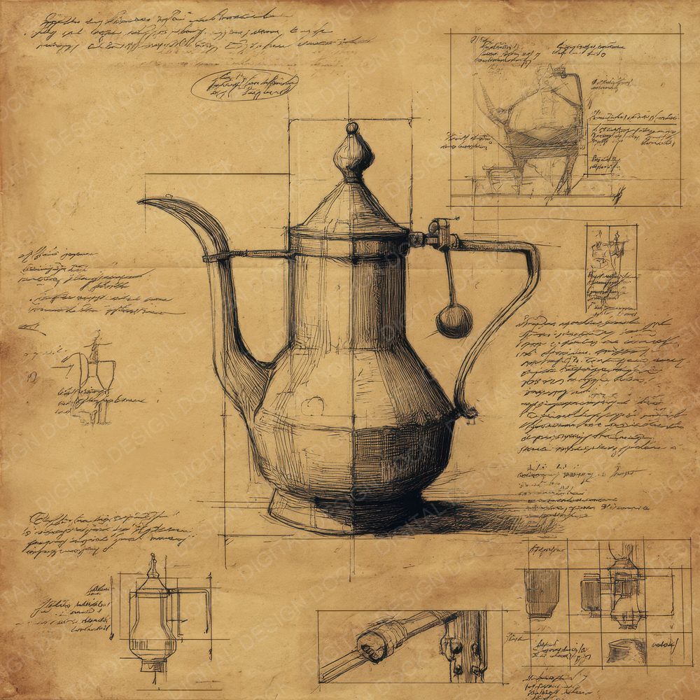 Sketch Kettle Curved Spout Digital Paper Pack (DDD003596)