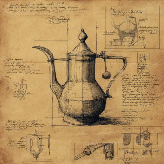 Sketch Kettle Curved Spout Digital Paper Pack (DDD003596)