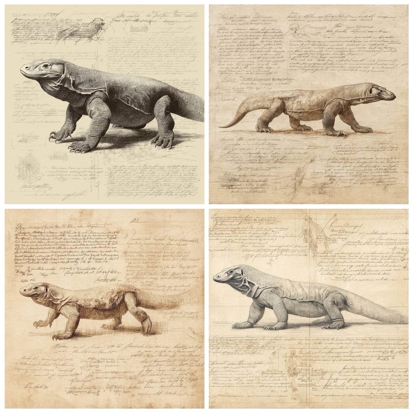 Sketch Komodo Dragon Walk Digital Paper Pack (DDD003597)