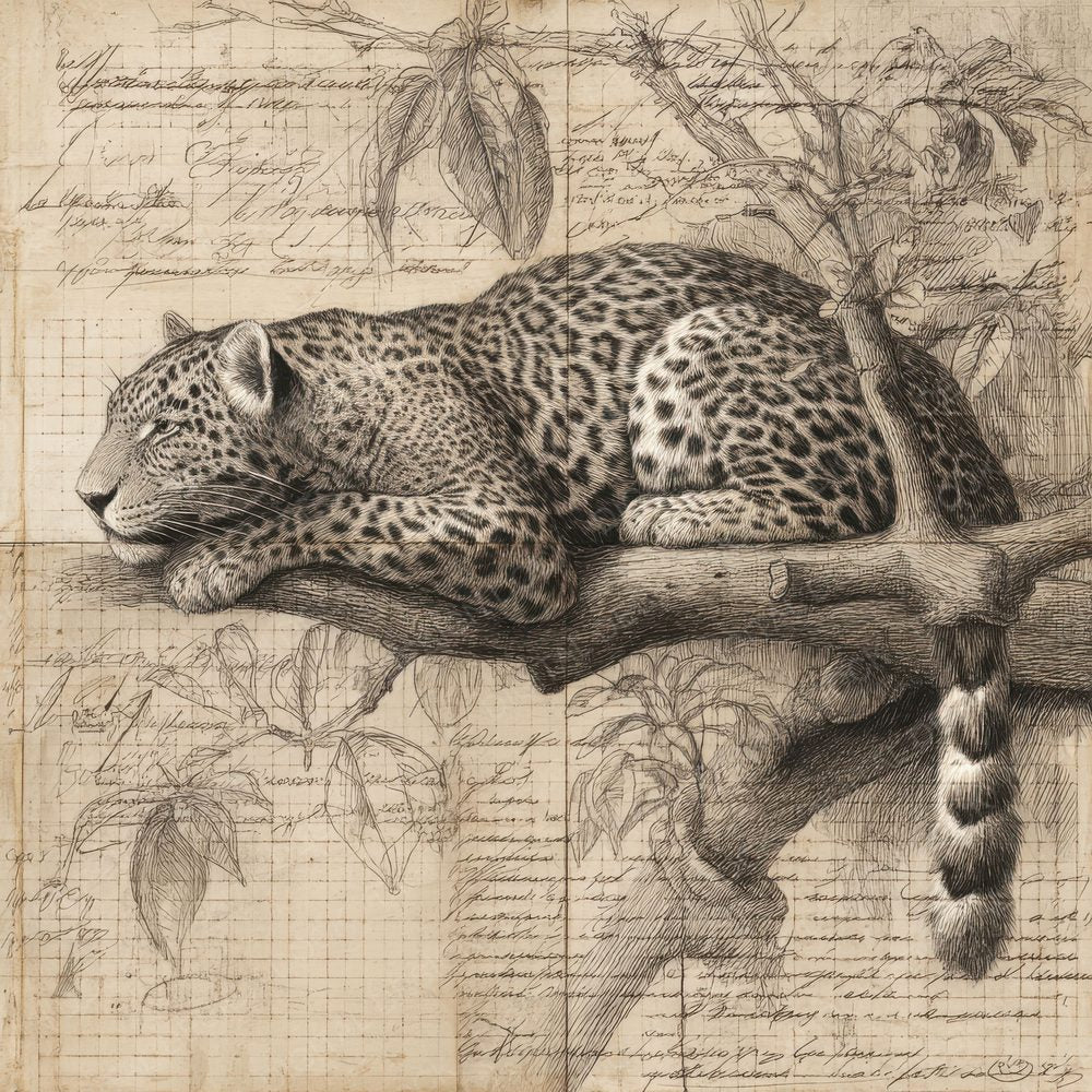 Sketch Leopard Branch Study Digital Paper Pack (DDD003601)