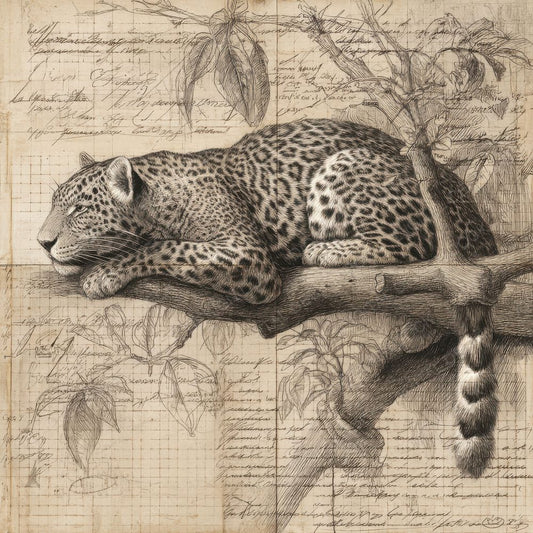 Sketch Leopard Branch Study Digital Paper Pack (DDD003601)