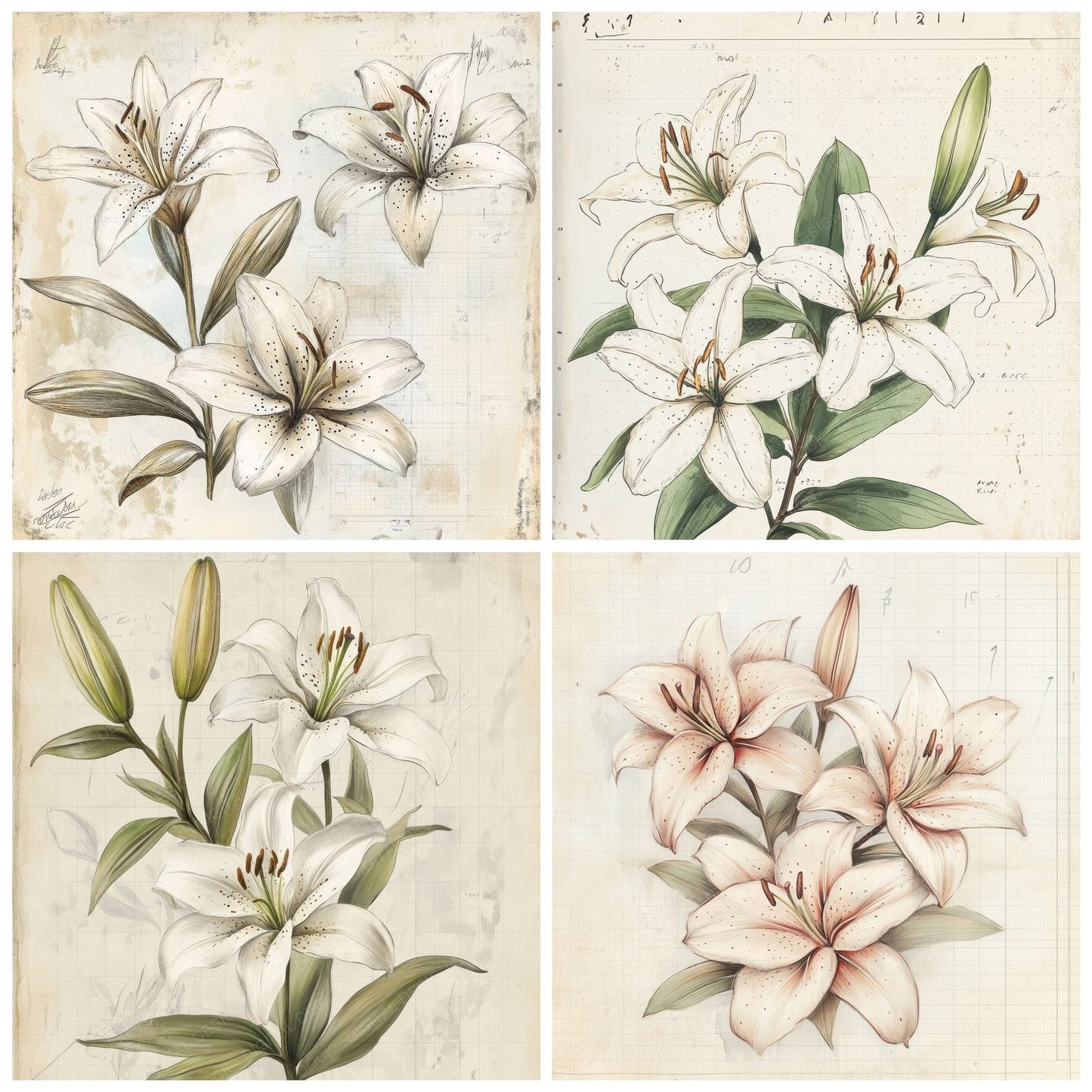 Sketch Lily Colour Digital Paper Pack (DDD003602)