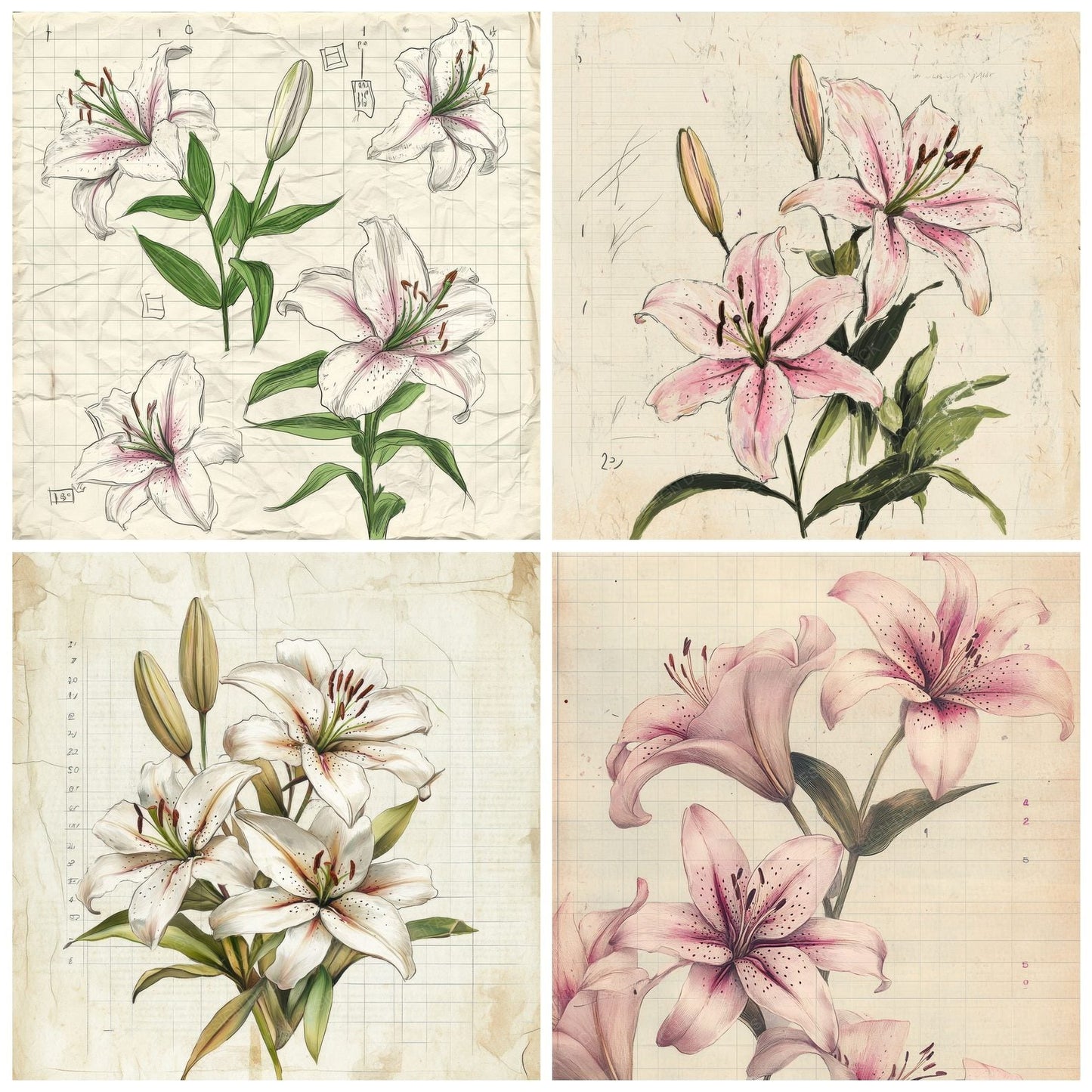 Sketch Lily Colour Digital Paper Pack (DDD003602)