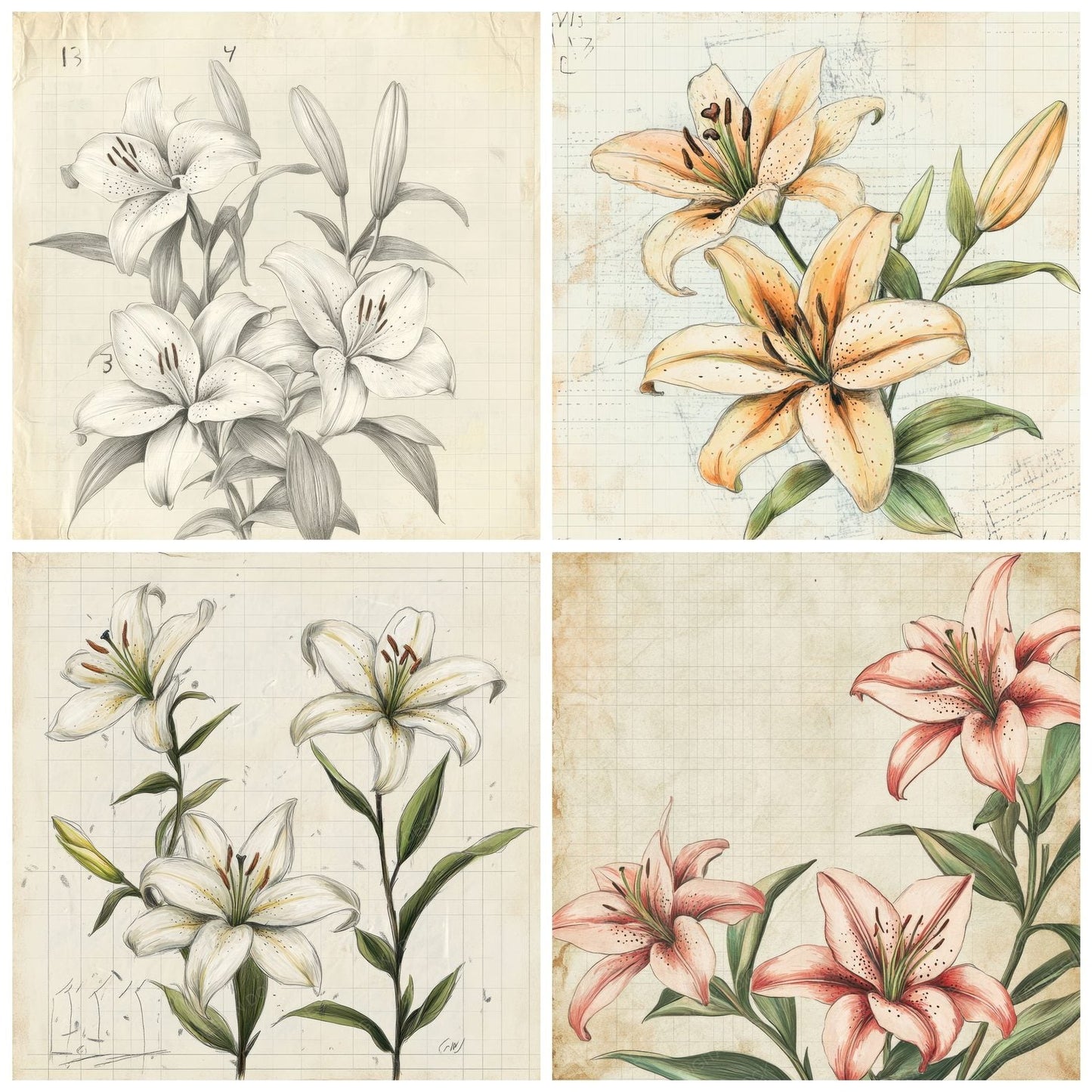 Sketch Lily Notepad Digital Paper Pack (DDD003603)