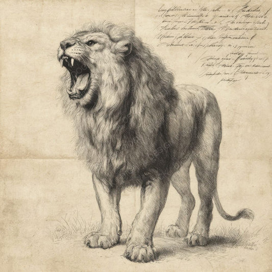Sketch Lion Roaring Chart Digital Paper Pack (DDD003606)