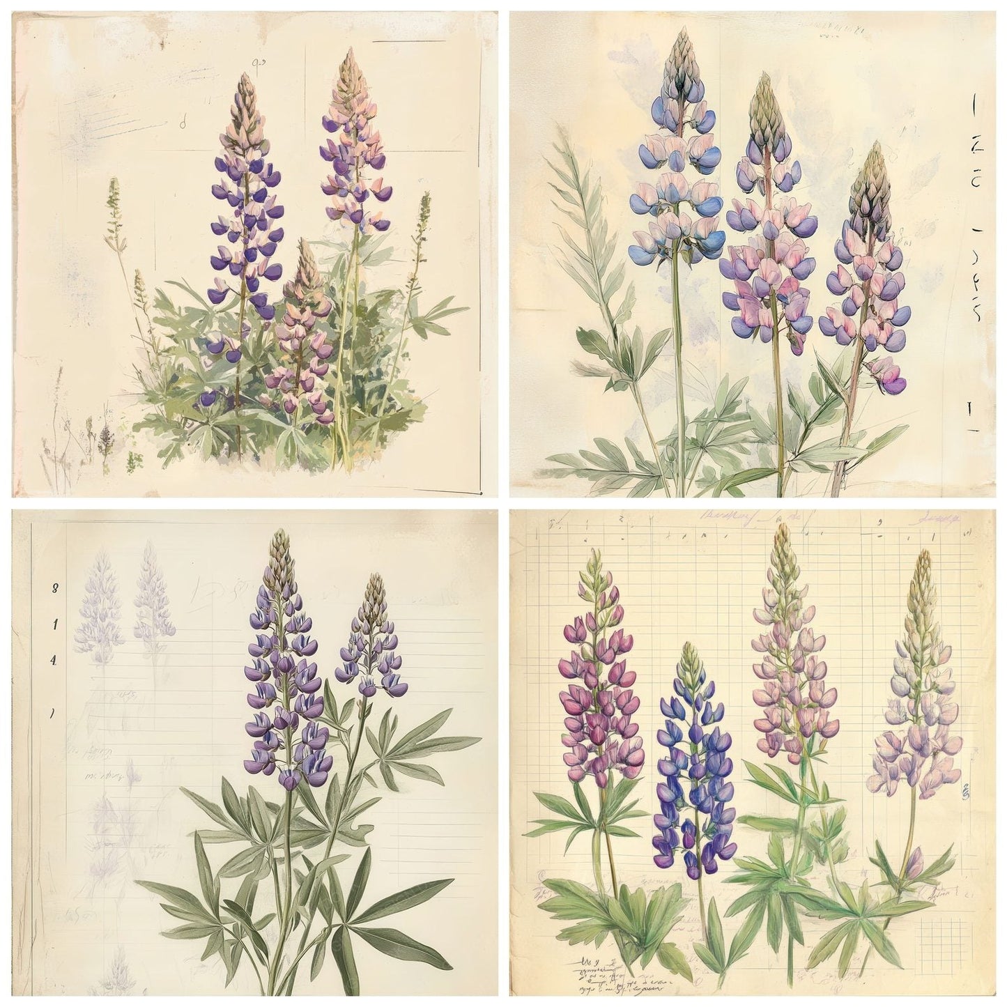 Sketch Lupine Notepad Digital Paper Pack (DDD003608)