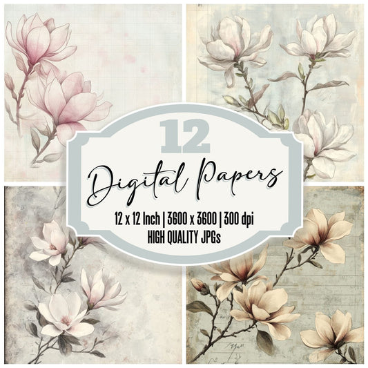 Sketch Magnolia Notepad Digital Paper Pack (DDD003611)