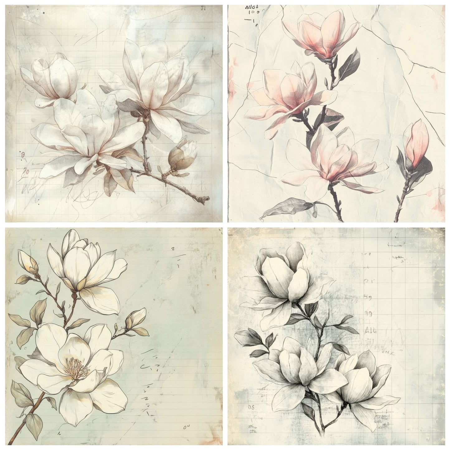 Sketch Magnolia Notepad Digital Paper Pack (DDD003611)
