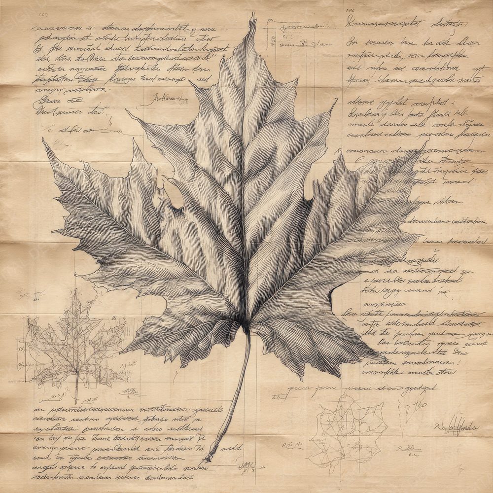 Sketch Maple Leaf Detailed Digital Paper Pack (DDD003615)