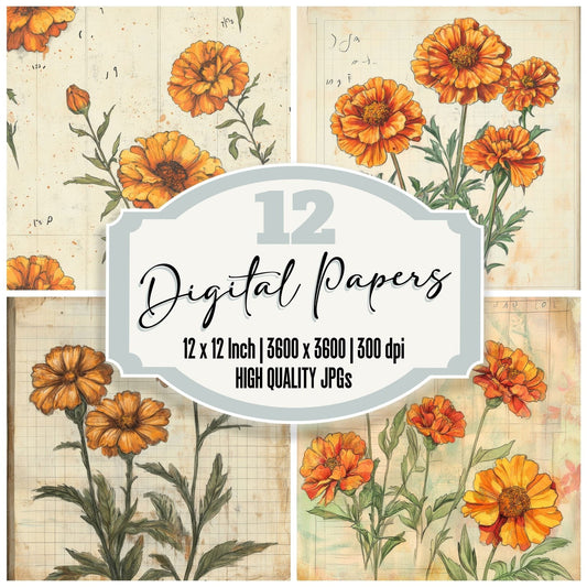 Sketch Marigold Notepad Digital Paper Pack (DDD003616)