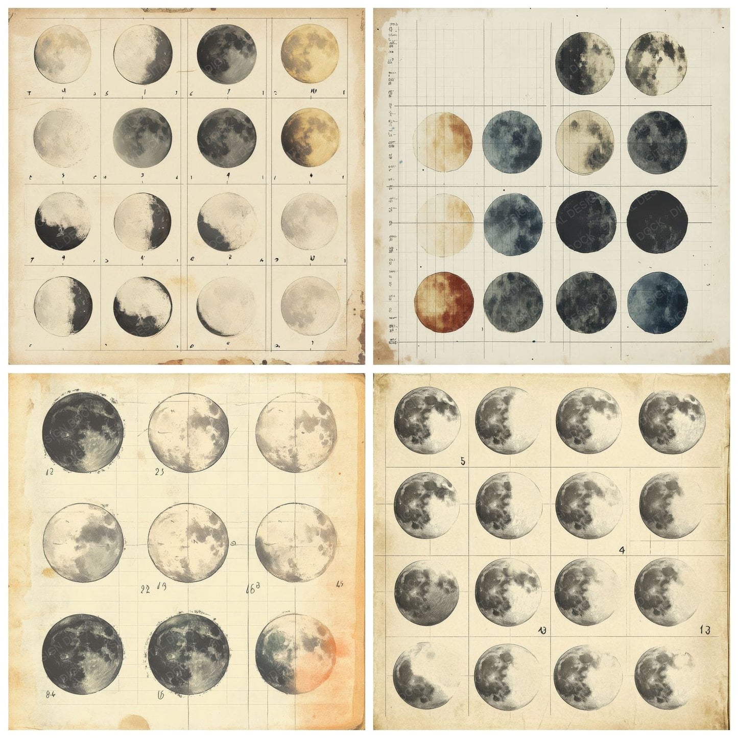 Sketch Moon Notepad Digital Paper Pack (DDD003619)