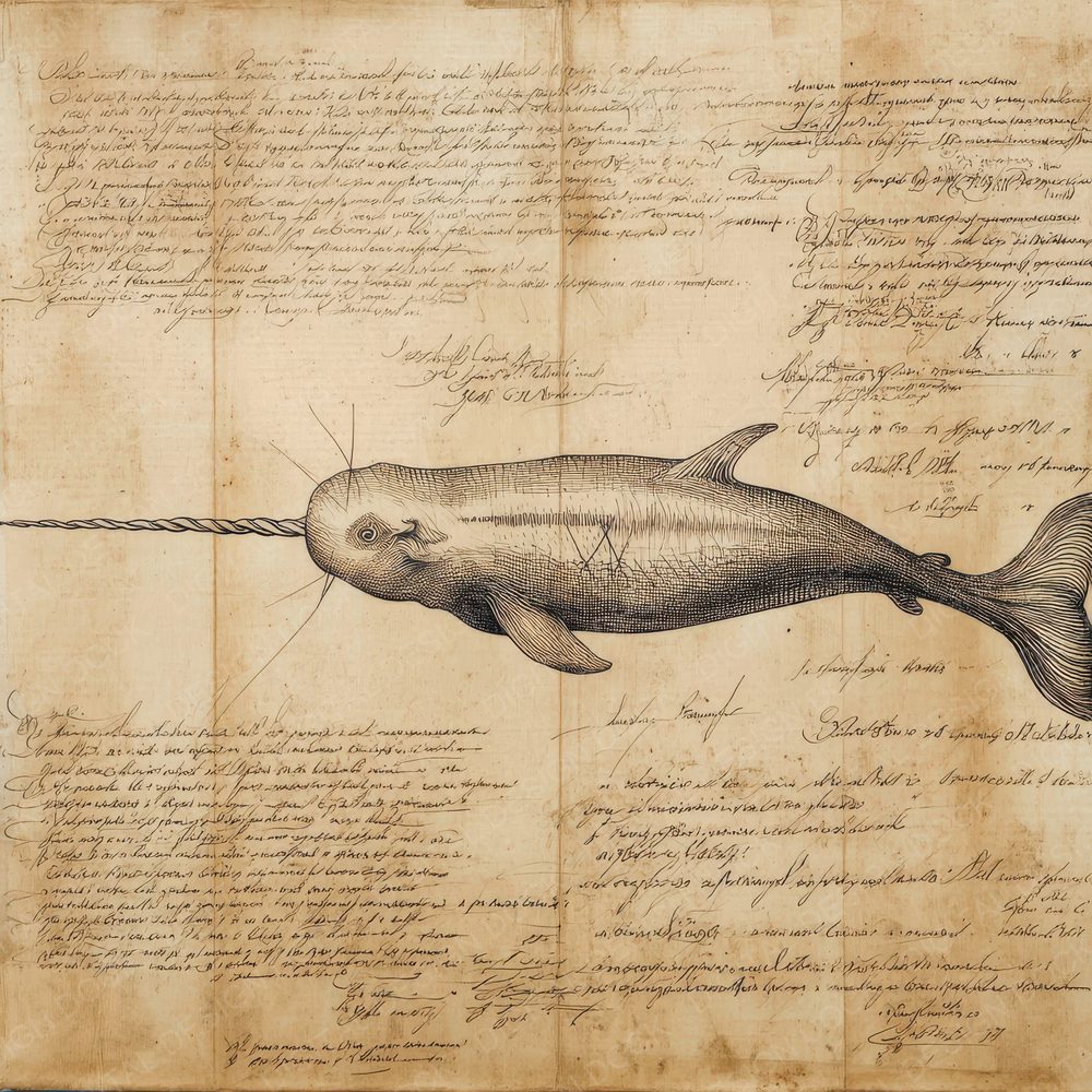 Sketch Narwhal Tusk Study Digital Paper Pack (DDD003623)