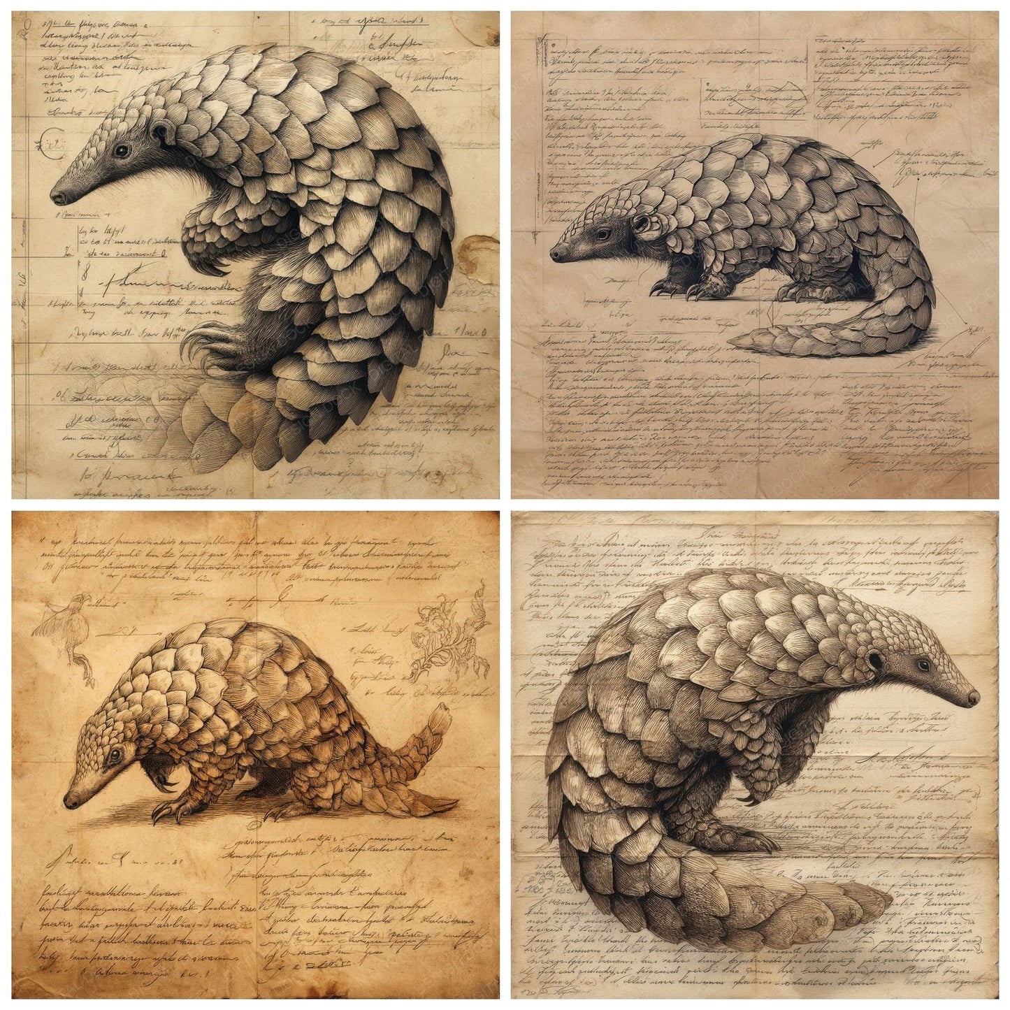Sketch Pangolin Overhead Sheet Digital Paper Pack (DDD003630)