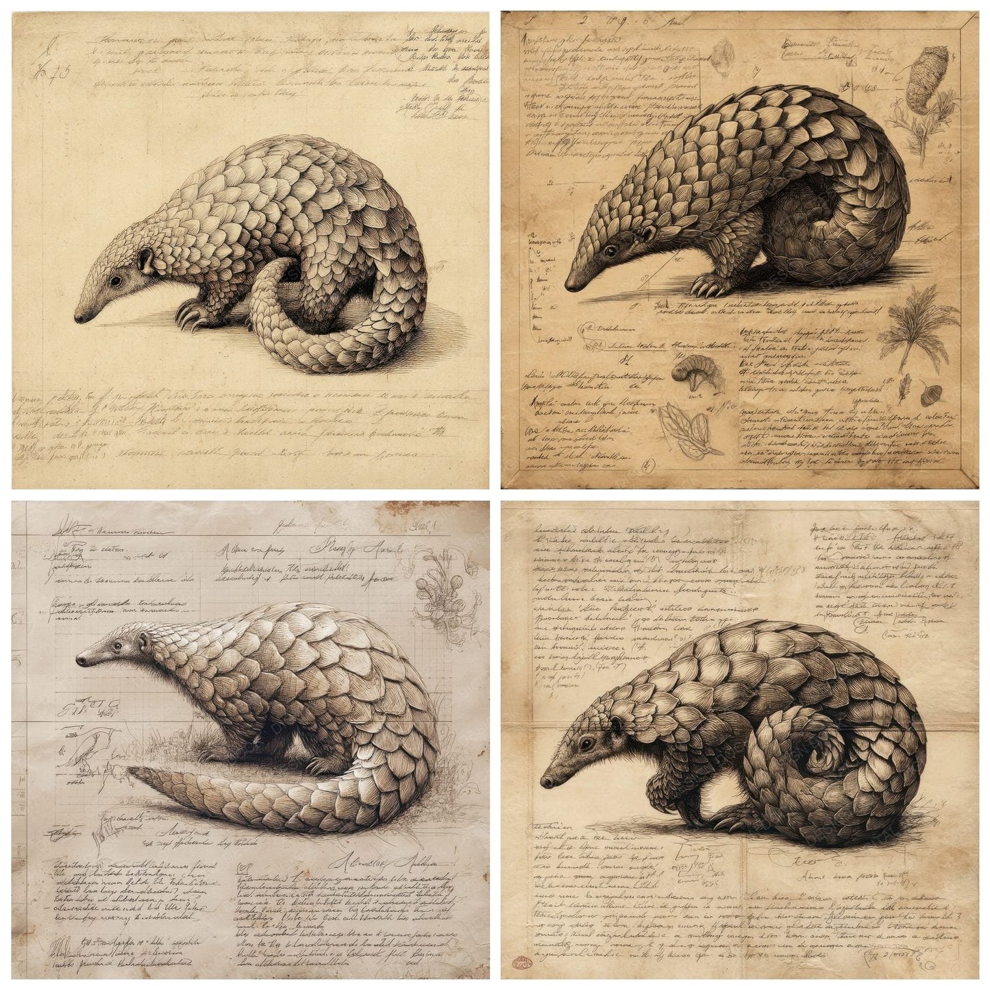 Sketch Pangolin Scale Sheet Digital Paper Pack (DDD003631)