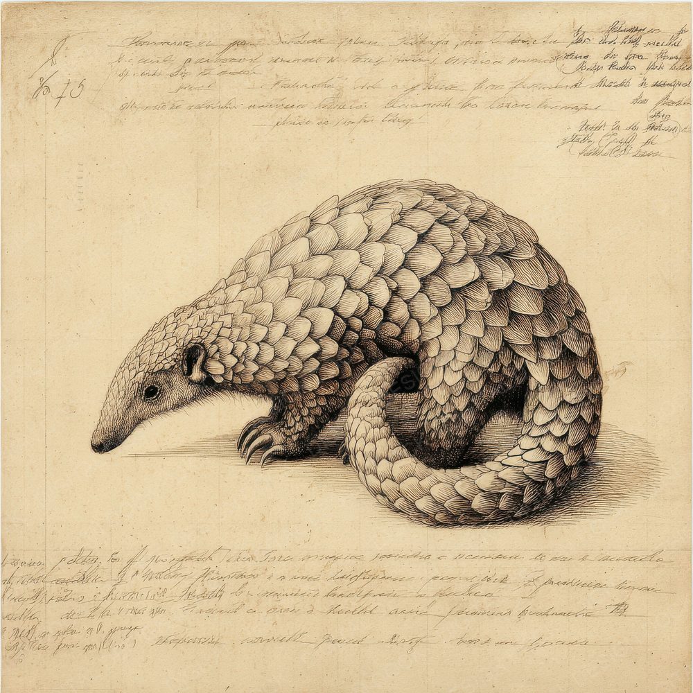Sketch Pangolin Scale Sheet Digital Paper Pack (DDD003631)