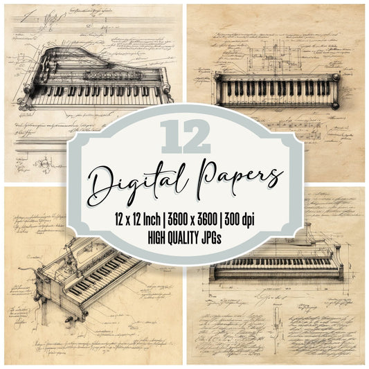 Sketch Piano Keyboard Top Digital Paper Pack (DDD003636)