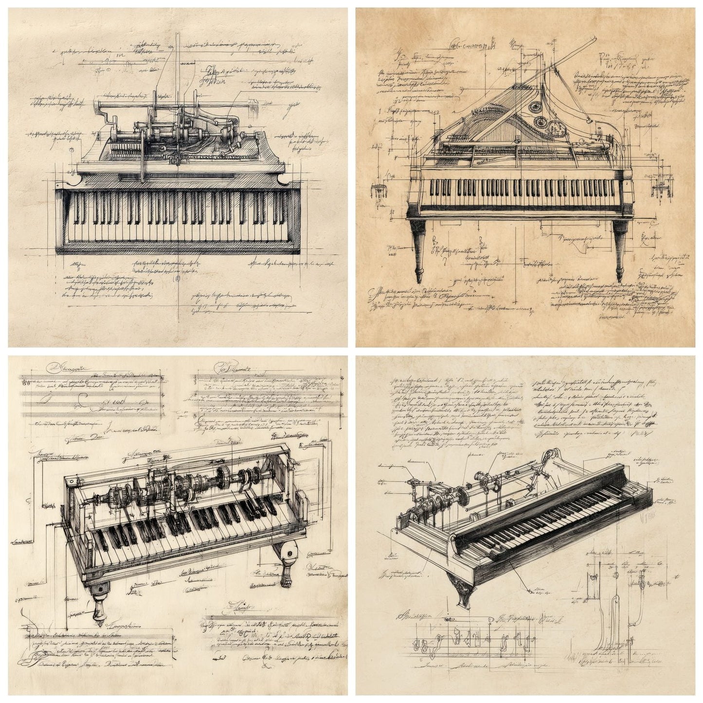 Sketch Piano Keyboard Top Digital Paper Pack (DDD003636)