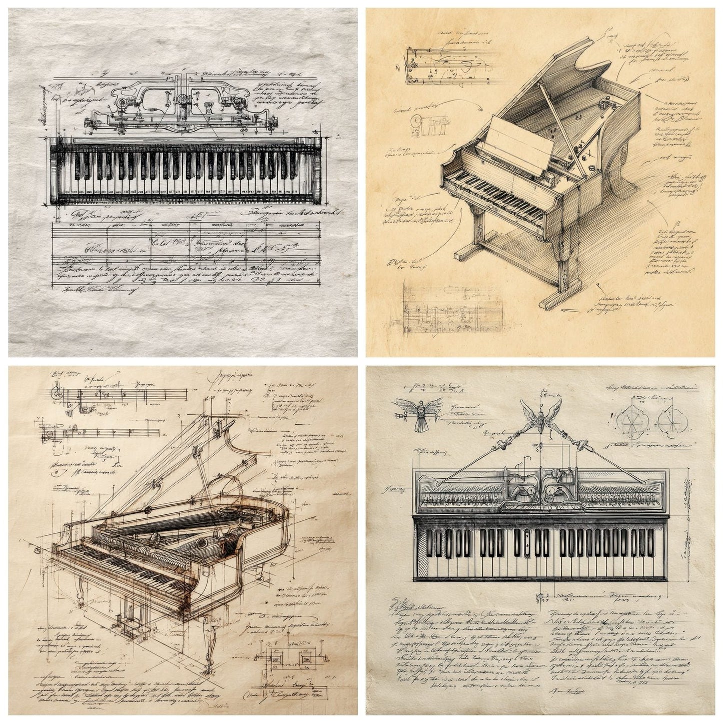 Sketch Piano Keyboard Top Digital Paper Pack (DDD003636)