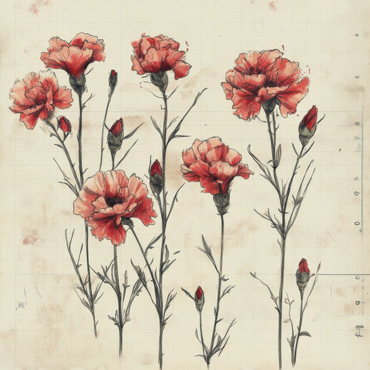 Sketch Pink Carnation Notepad Digital Paper Pack (DDD003639)