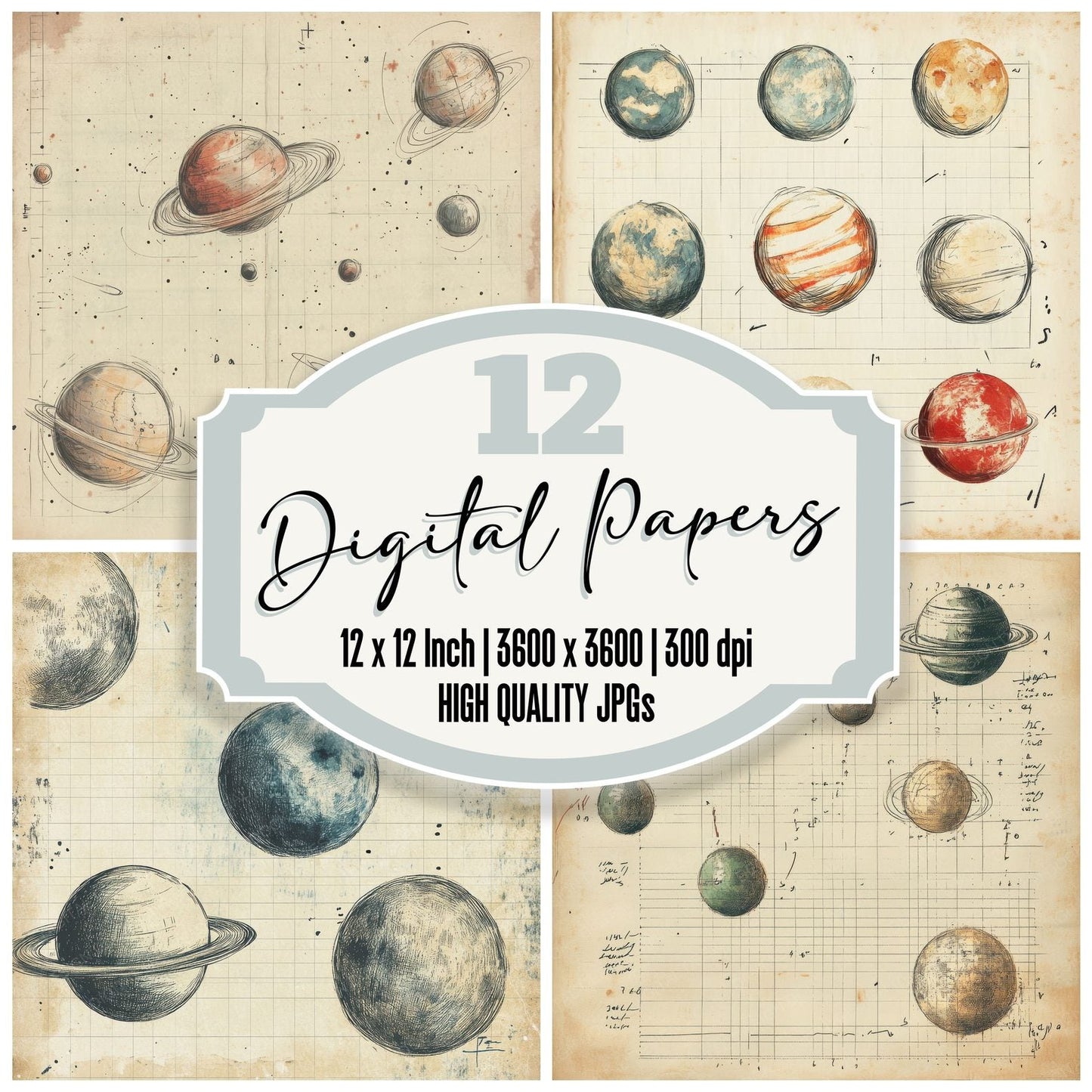 Sketch Planets Notepad Digital Paper Pack (DDD003641)