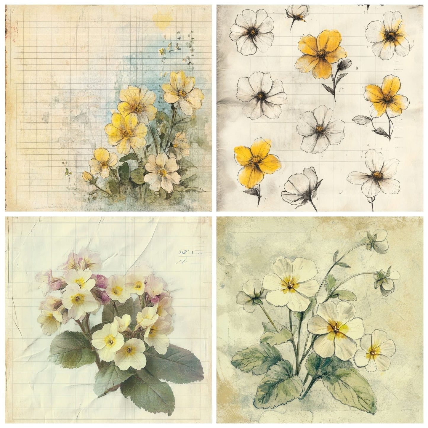 Sketch Primrose Notepad Digital Paper Pack (DDD003646)