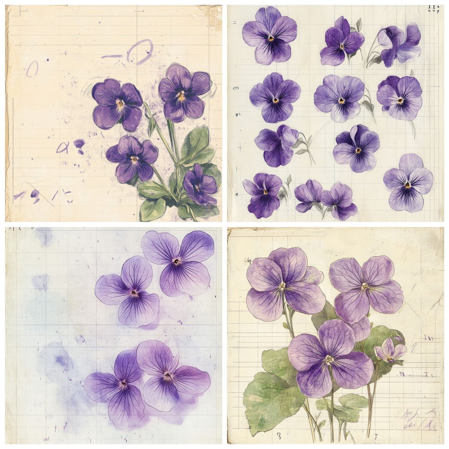 Sketch Purple Violet Notepad Digital Paper Pack (DDD003648)