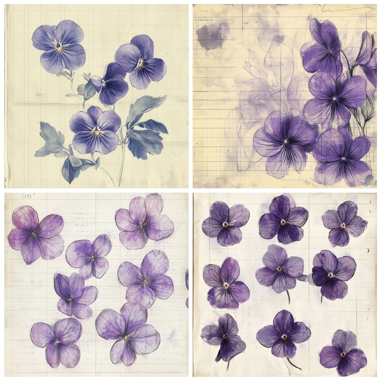 Sketch Purple Violet Notepad Digital Paper Pack (DDD003648)