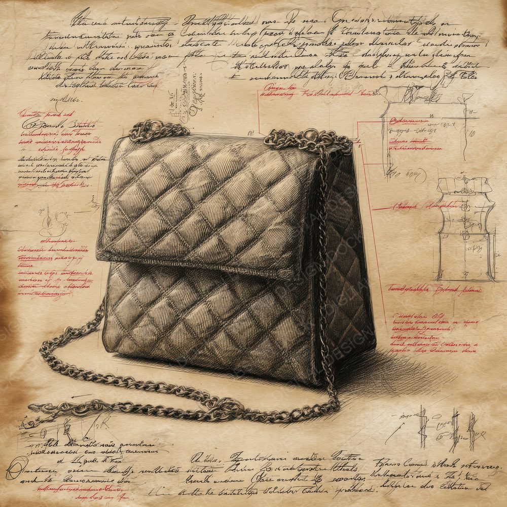 Sketch Quilted Chain Strap Handbag Digital Paper Pack (DDD003649)