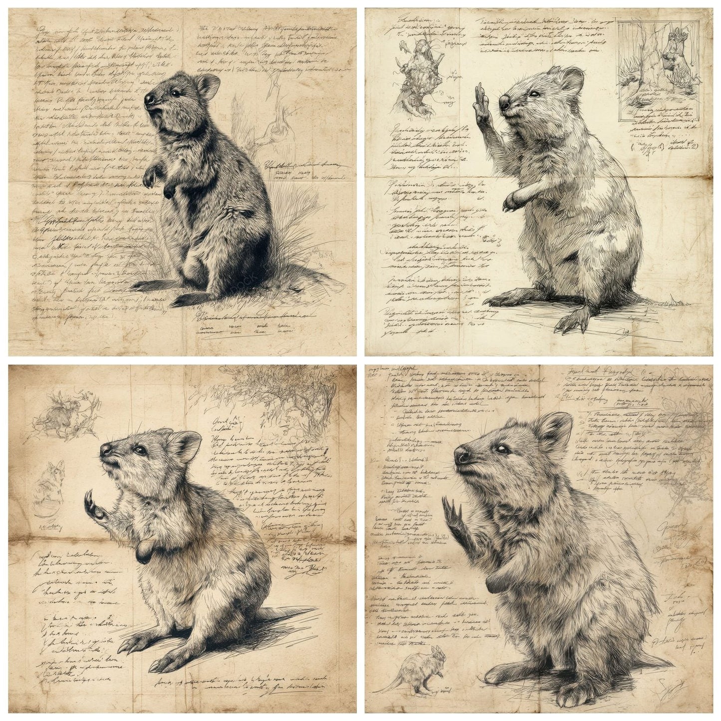 Sketch Quokka Island Form Digital Paper Pack (DDD003650)