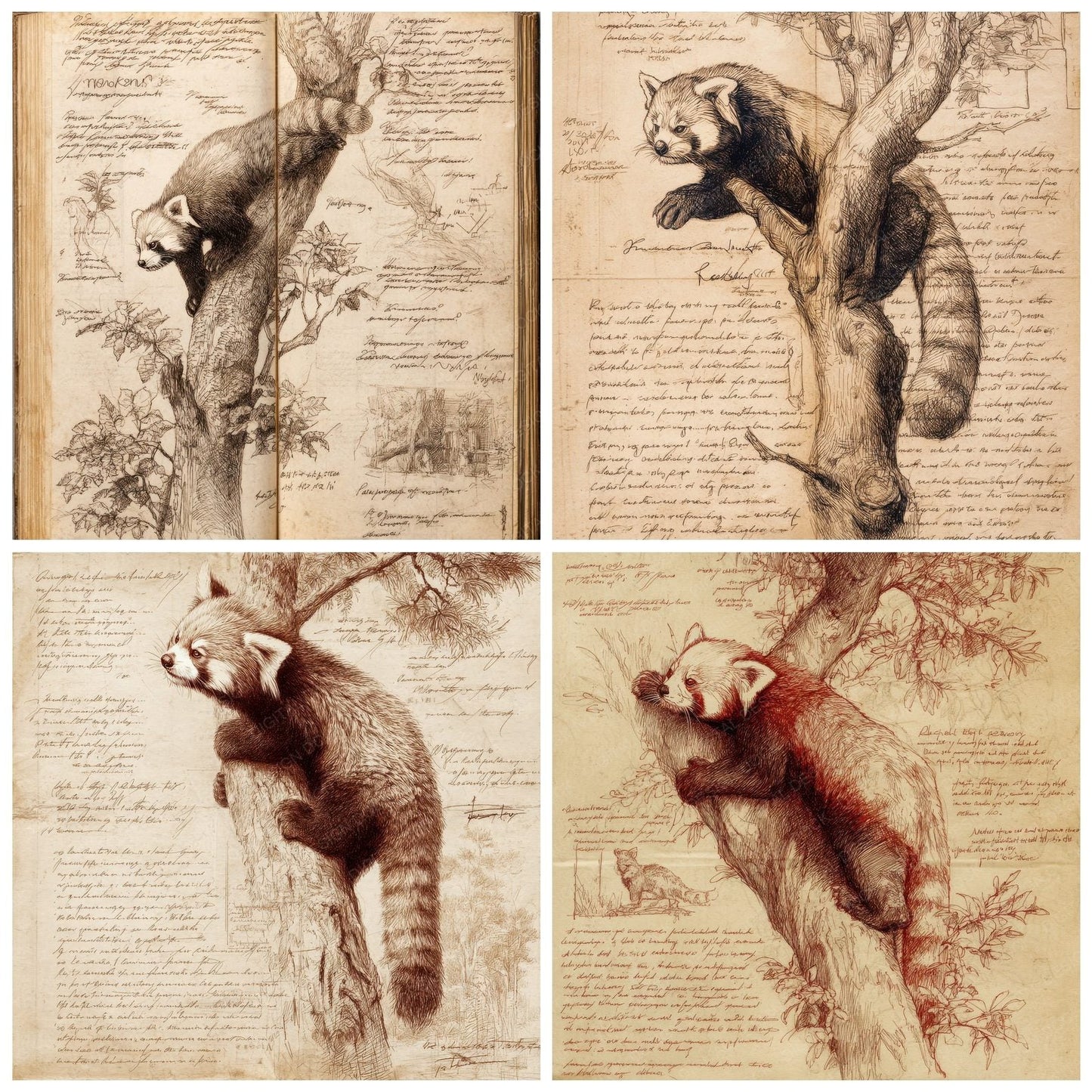 Sketch Red Panda Climb Digital Paper Pack (DDD003654)