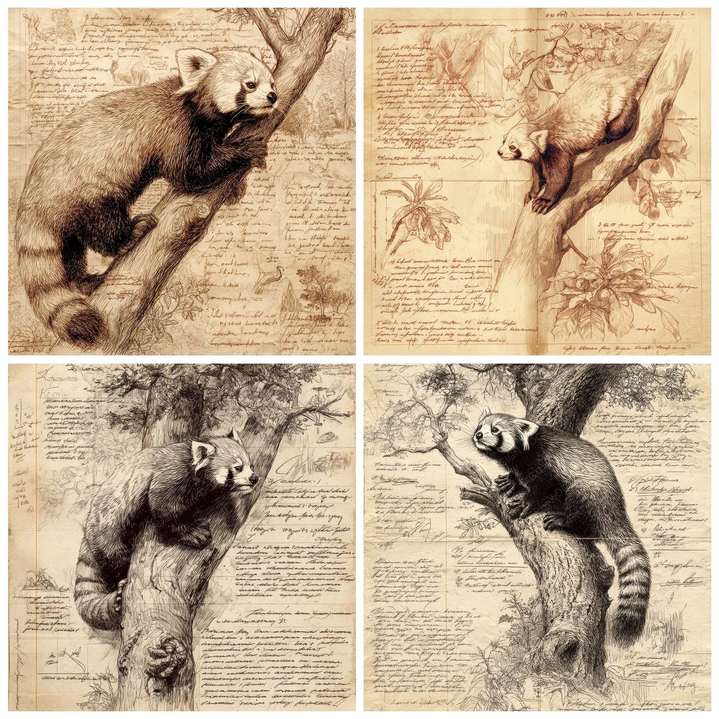 Sketch Red Panda Climb Digital Paper Pack (DDD003654)
