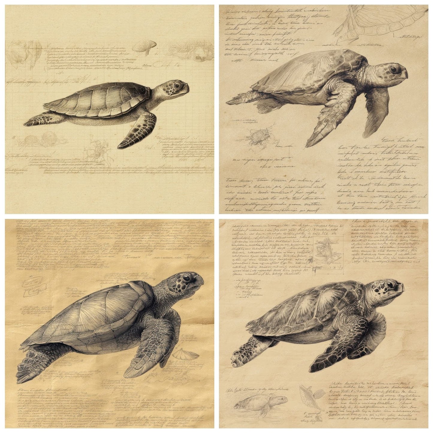 Sketch Sea Turtle Plate Digital Paper Pack (DDD003660)