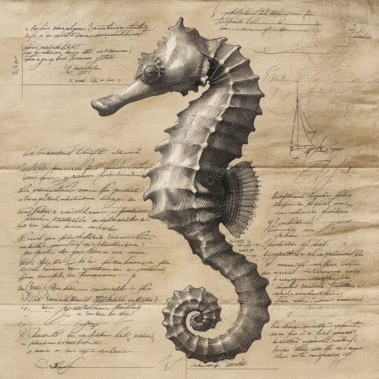 Sketch Seahorse Marine Sheet Digital Paper Pack (DDD003661)