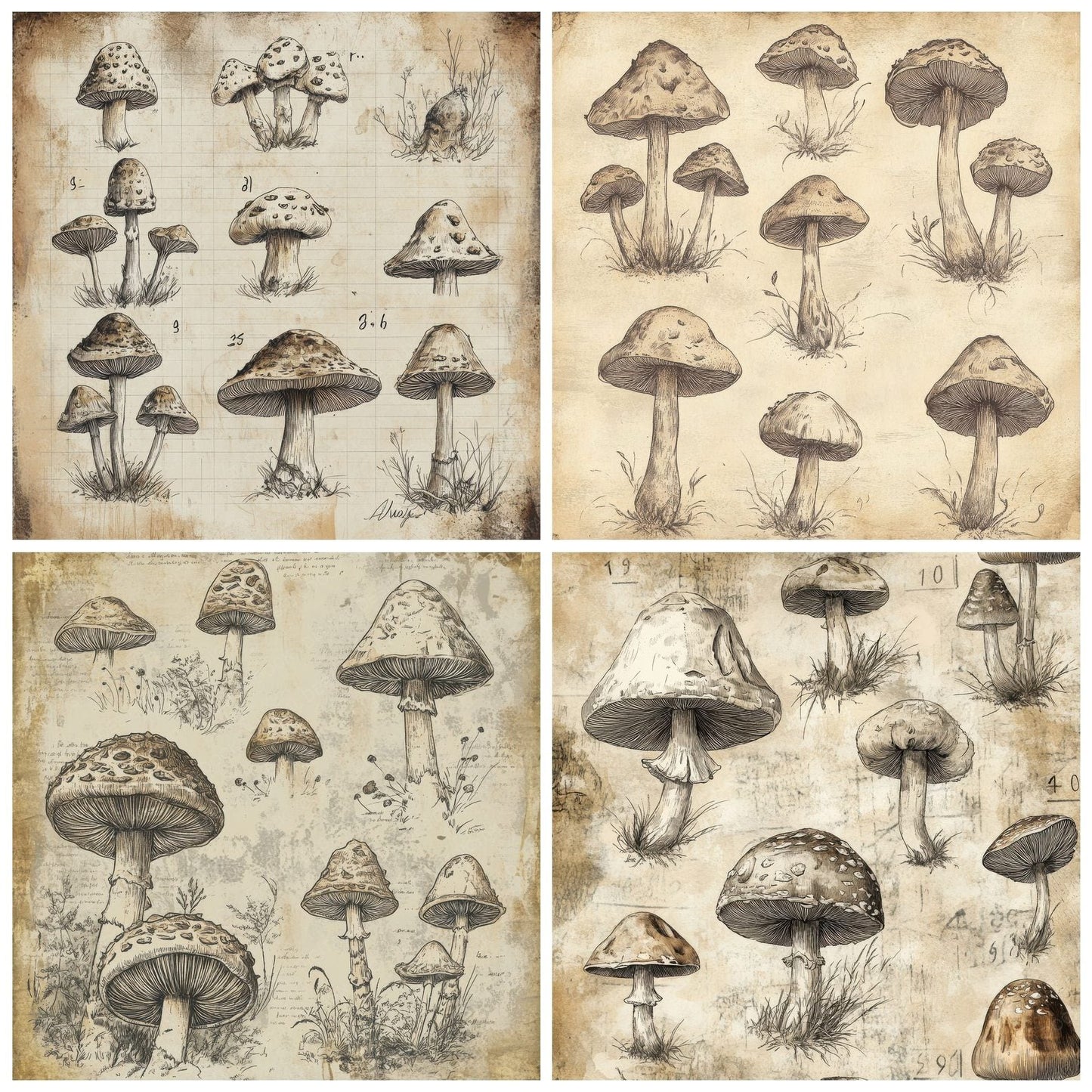 Sketch Shaggy Inkcap Notepad Digital Paper Pack (DDD003663)