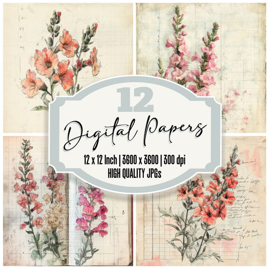 Sketch Snapdragon Notepad Digital Paper Pack (DDD003665)