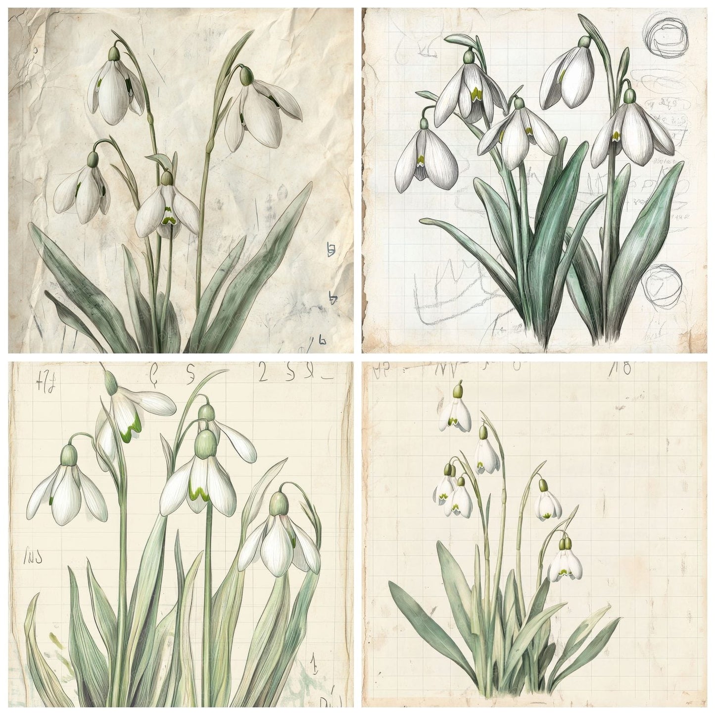 Sketch Snowdrop Notepad Digital Paper Pack (DDD003666)