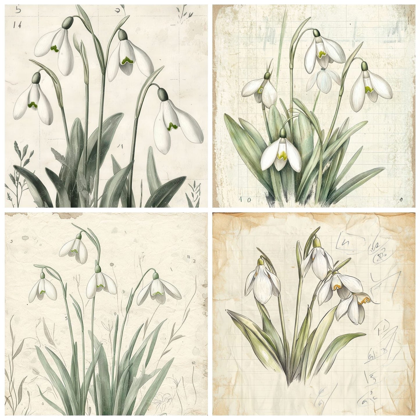 Sketch Snowdrop Notepad Digital Paper Pack (DDD003666)