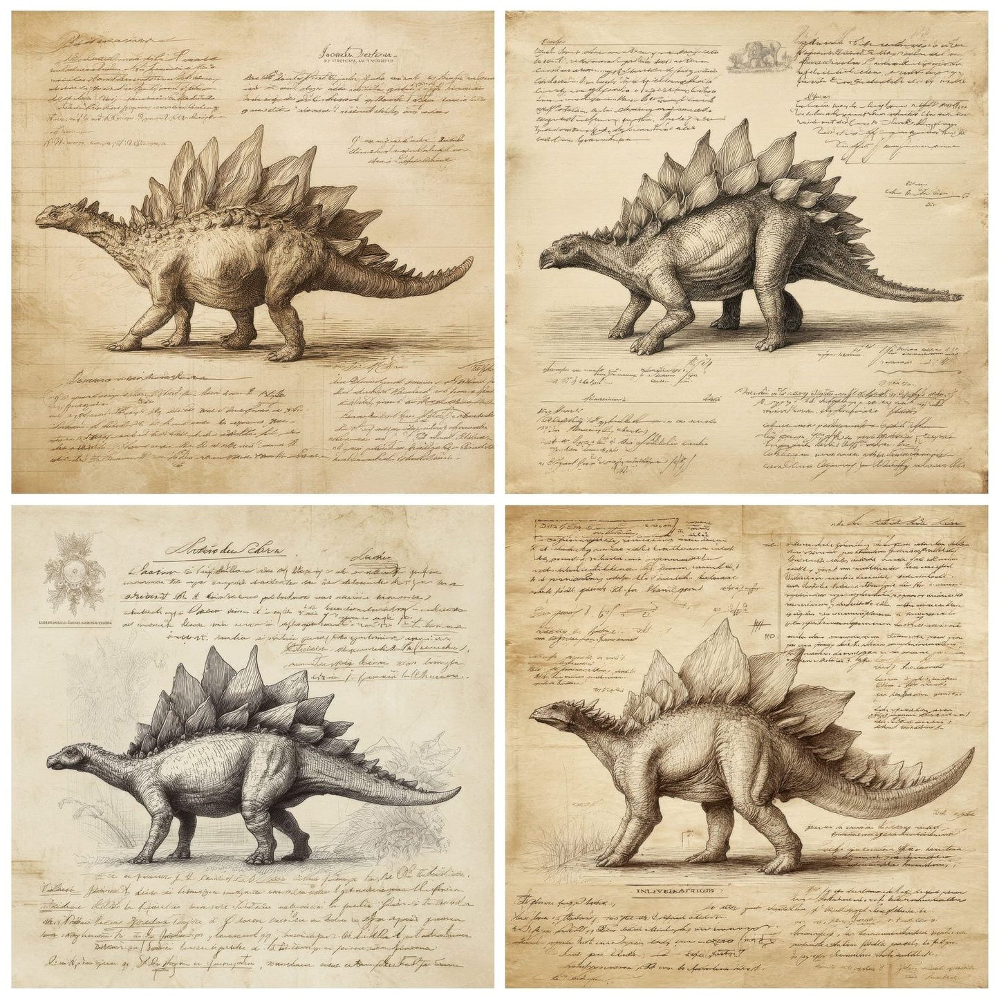 Sketch Stegosaurus Side Study Digital Paper Pack (DDD003668)