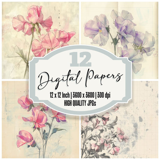 Sketch Sweet Pea Notepad Digital Paper Pack (DDD003676)