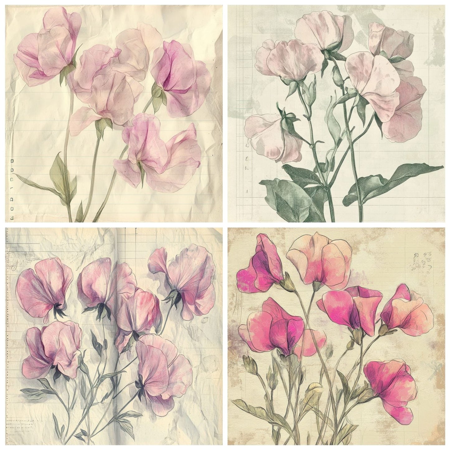 Sketch Sweet Pea Notepad Digital Paper Pack (DDD003676)