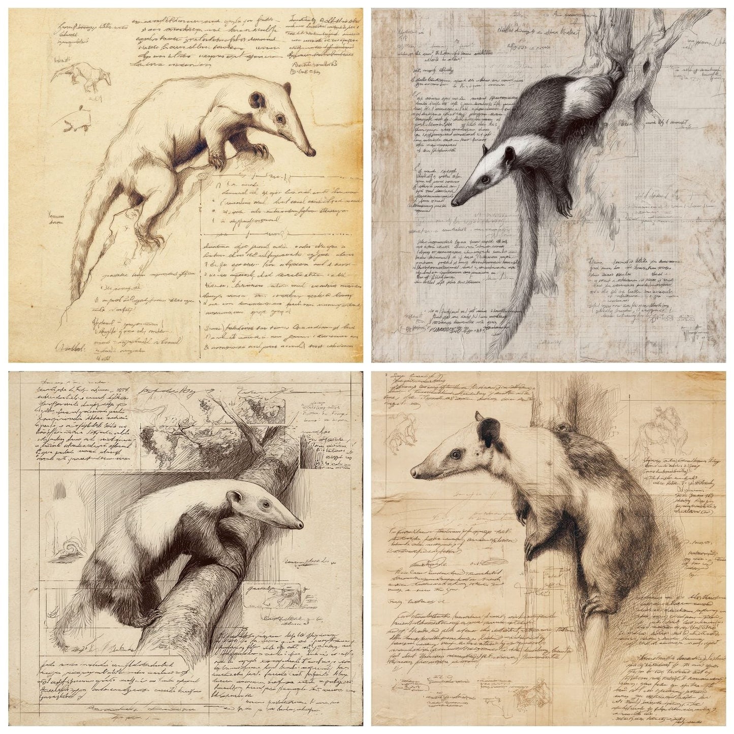 Sketch Tamandua Climbing Plate Digital Paper Pack (DDD003679)